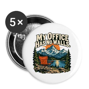 My Office Has No Walls – Outdoor-Motiv - Buttons groß 56 mm (5er Pack) - Weiß - Vorne