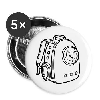 Katzenrucksack Transport Icon - Buttons groß 56 mm (5er Pack) - Weiß - Vorne