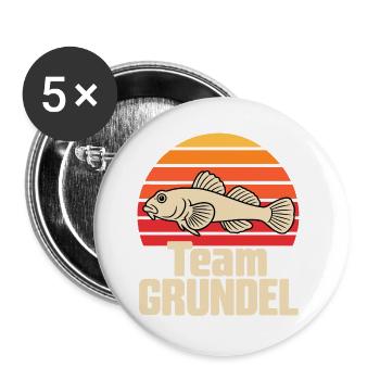 Team Grundel - Buttons groß 56 mm (5er Pack) - Weiß - Vorne