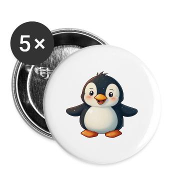 Pinguin - Buttons groß 56 mm (5er Pack) - Weiß - Vorne