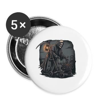 Sensenmann mit Laterne - Buttons groß 56 mm (5er Pack) - Weiß - Vorne
