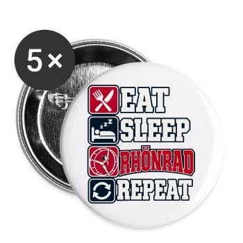 Eat Sleep Rhönrad Repeat - Buttons groß 56 mm (5er Pack) - Weiß - Vorne