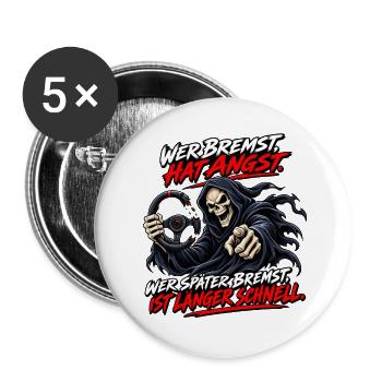 Angst vorm Bremsen Grim Reaper - Buttons groß 56 mm (5er Pack) - Weiß - Vorne