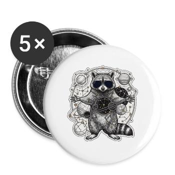 Kosmischer Waschbär - Buttons groß 56 mm (5er Pack) - Weiß - Vorne