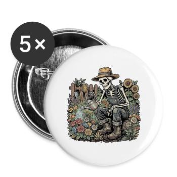 Garten Skelett - Buttons groß 56 mm (5er Pack) - Weiß - Vorne