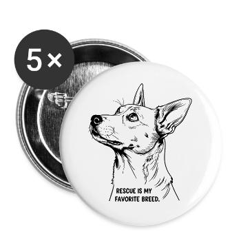 Rescue Is My Favorite Breed - Buttons groß 56 mm (5er Pack) - Weiß - Vorne