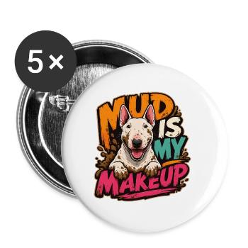 Bullterrier - Buttons groß 56 mm (5er Pack) - Weiß - Vorne
