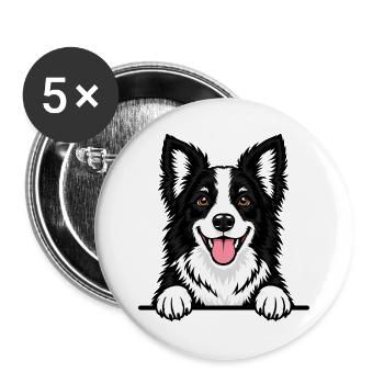 Border Collie - Buttons groß 56 mm (5er Pack) - Weiß - Vorne