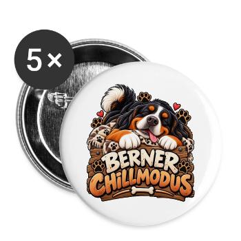 Bernermodus mit Herz - Buttons groß 56 mm (5er Pack) - Weiß - Vorne