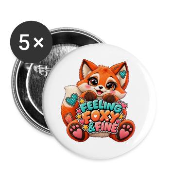 Feeling Foxy & Fine Patchwork Fox - Buttons groß 56 mm (5er Pack) - Weiß - Vorne