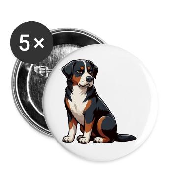 Appenzeller Sennenhund Sennenhunde Sennenhundmama - Buttons groß 56 mm (5er Pack) - Weiß - Vorne