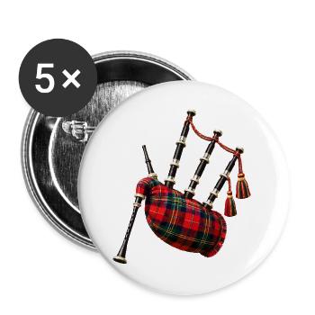 Keltischer Dudelsacktartan - Buttons groß 56 mm (5er Pack) - Weiß - Vorne