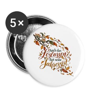 Loslassen im Herbst - Buttons groß 56 mm (5er Pack) - Weiß - Vorne