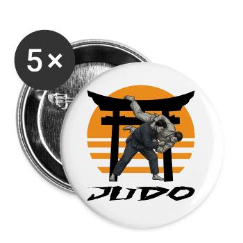 Judo - Buttons groß 56 mm (5er Pack) - Weiß - Vorne