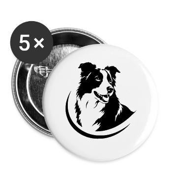 Hundeliebe - Buttons groß 56 mm (5er Pack) - Weiß - Vorne