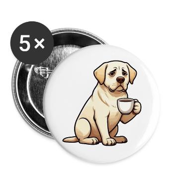 Labrador Labradorbesitzer Labradorliebhaber Labbi - Buttons groß 56 mm (5er Pack) - Weiß - Vorne