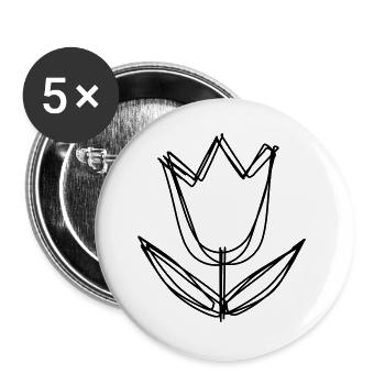 Krokus handgezeichnet - Buttons groß 56 mm (5er Pack) - Weiß - Vorne