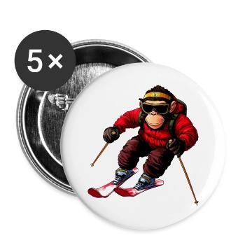 Ski Chimp - Buttons groß 56 mm (5er Pack) - Weiß - Vorne