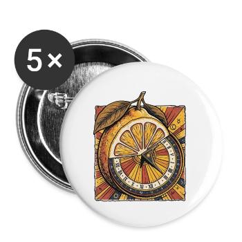 Zitrone Uhr - Buttons groß 56 mm (5er Pack) - Weiß - Vorne