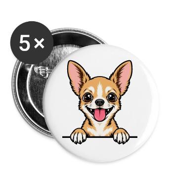 Chihuahua - Buttons groß 56 mm (5er Pack) - Weiß - Vorne