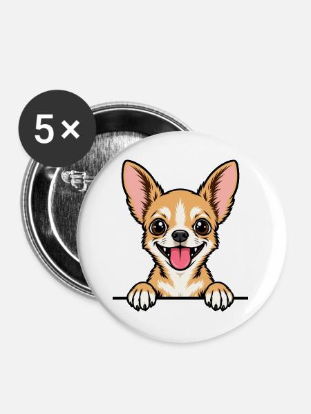 Chihuahua - Buttons groß 56 mm (5er Pack) - Weiß