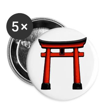 Roter Shinto Torii Gate Design - Buttons groß 56 mm (5er Pack) - Weiß - Vorne