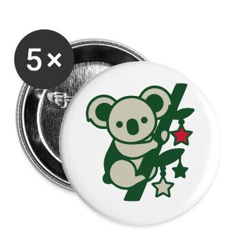 Koalabaer Silhouette Logo - Buttons groß 56 mm (5er Pack) - Weiß - Vorne