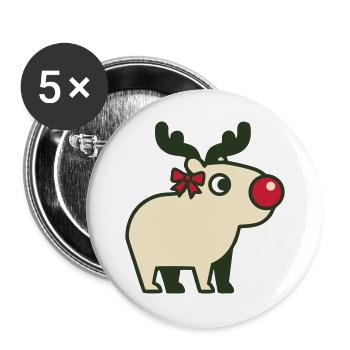 Rentier Rote Nase Icon - Buttons groß 56 mm (5er Pack) - Weiß - Vorne