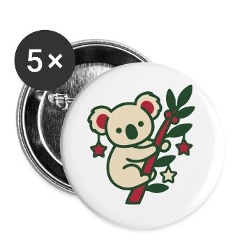Koala Weihnachten Clipart - Buttons groß 56 mm (5er Pack) - Weiß - Vorne