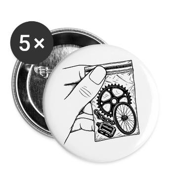 Addiction Cycling Bike – Fixie MTB-Teilebeutel - Buttons groß 56 mm (5er Pack) - Weiß - Vorne
