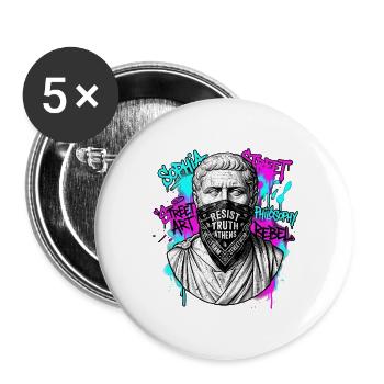 Kunst Statur Bandana - Buttons groß 56 mm (5er Pack) - Weiß - Vorne
