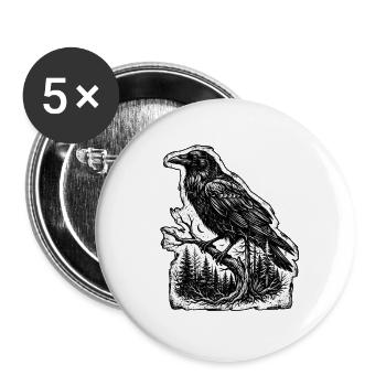 Nebelkrähe Schamane - Buttons groß 56 mm (5er Pack) - Weiß - Vorne