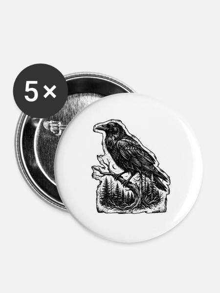 Nebelkrähe Schamane - Buttons groß 56 mm (5er Pack) - Weiß