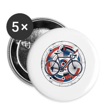 Rennrad Emblem - Buttons groß 56 mm (5er Pack) - Weiß - Vorne