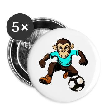 Fussballer Affe - Buttons groß 56 mm (5er Pack) - Weiß - Vorne
