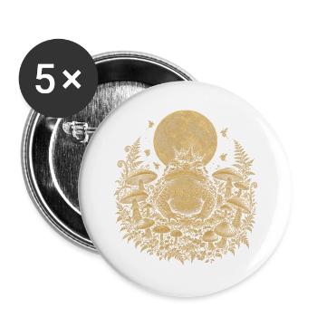 Die Kröte im Pilzring unter dem Vollmond - Buttons groß 56 mm (5er Pack) - Weiß - Vorne