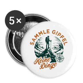 Gipfel Sammler - Buttons groß 56 mm (5er Pack) - Weiß - Vorne