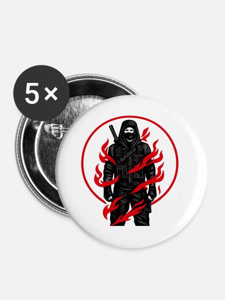 Feuriger Schattenkrieger - Buttons groß 56 mm (5er Pack) - Weiß