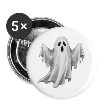 Gruseliges Gespenst Halloween Kostüm Ersatz  - Buttons groß 56 mm (5er Pack) - Weiß - Vorne