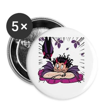 Raffael's Teuflischer Nachttraum nit Fledermaus - Buttons groß 56 mm (5er Pack) - Weiß - Vorne