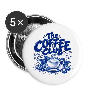 The Coffee Club – Fueled by Caffeine | Retro Kaffe - Buttons groß 56 mm (5er Pack) - Weiß - Vorne
