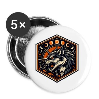 Mondwolf Emblem - Buttons groß 56 mm (5er Pack) - Weiß - Vorne