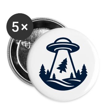 Ufo Entfuehrung Wald Logo - Buttons groß 56 mm (5er Pack) - Weiß - Vorne
