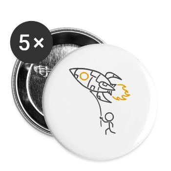 Pocket Rocket (für helle Hintergründe) - Buttons groß 56 mm (5er Pack) - Weiß - Vorne