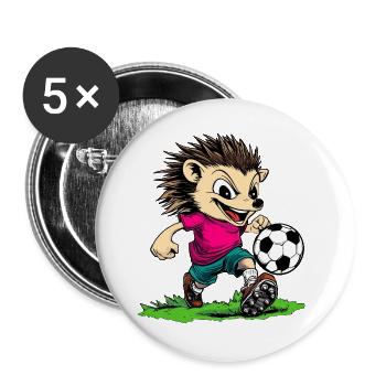 Fussball Igel - Buttons groß 56 mm (5er Pack) - Weiß - Vorne