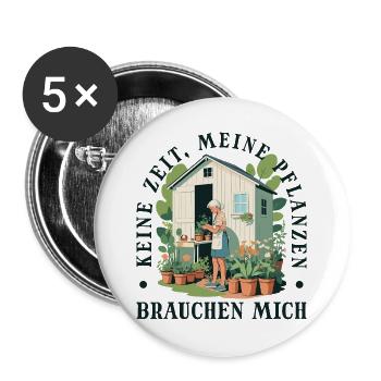  Gärtner Pflanzen Kleingärtner Schrebergarten - Buttons groß 56 mm (5er Pack) - Weiß - Vorne