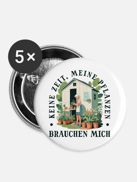 Gärtner Pflanzen Kleingärtner Schrebergarten - Buttons groß 56 mm (5er Pack) - Weiß