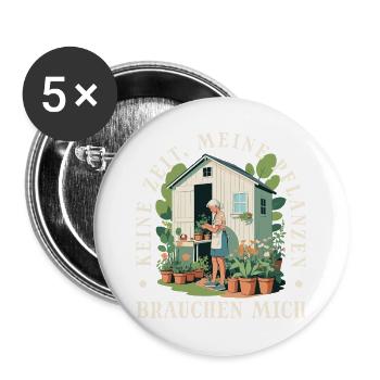  Gärtner Pflanzen Kleingärtner Schrebergarten - Buttons groß 56 mm (5er Pack) - Weiß - Vorne