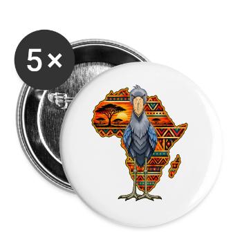 Schuhschnabel gegen einen farbenfrohen afrikanischen Kontinent - Buttons groß 56 mm (5er Pack) - Weiß - Vorne