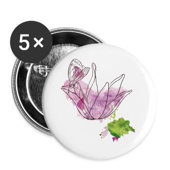 Blüte mit Insekt - Buttons groß 56 mm (5er Pack) - Weiß - Vorne